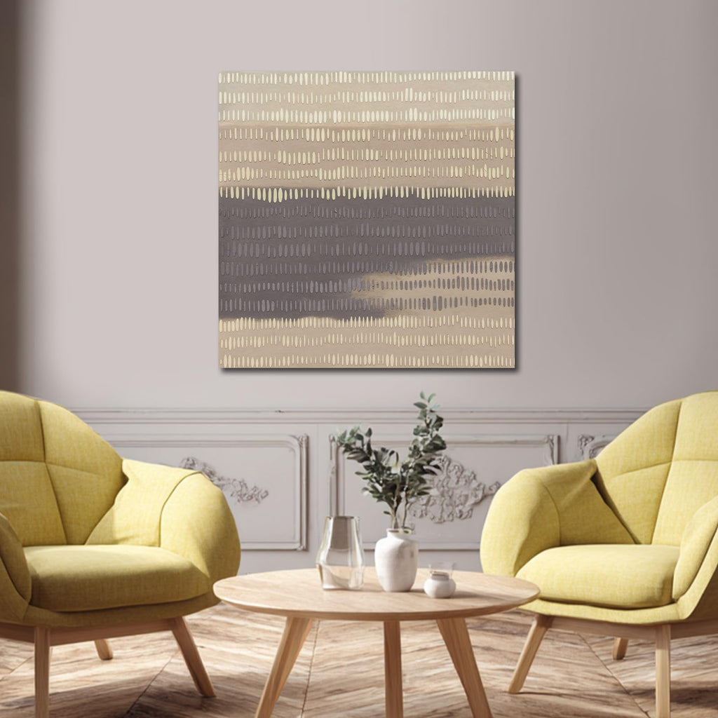 Beige Gray Hand-Painted Abstract Wall Art 40x40 Inch
