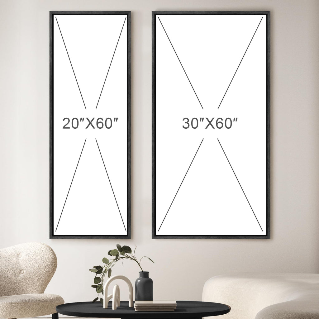 Large Framed Canvas Hand-Drawn Pine Trees Monochrome Illustrations Modern Art Calm Warm - 60"x20"