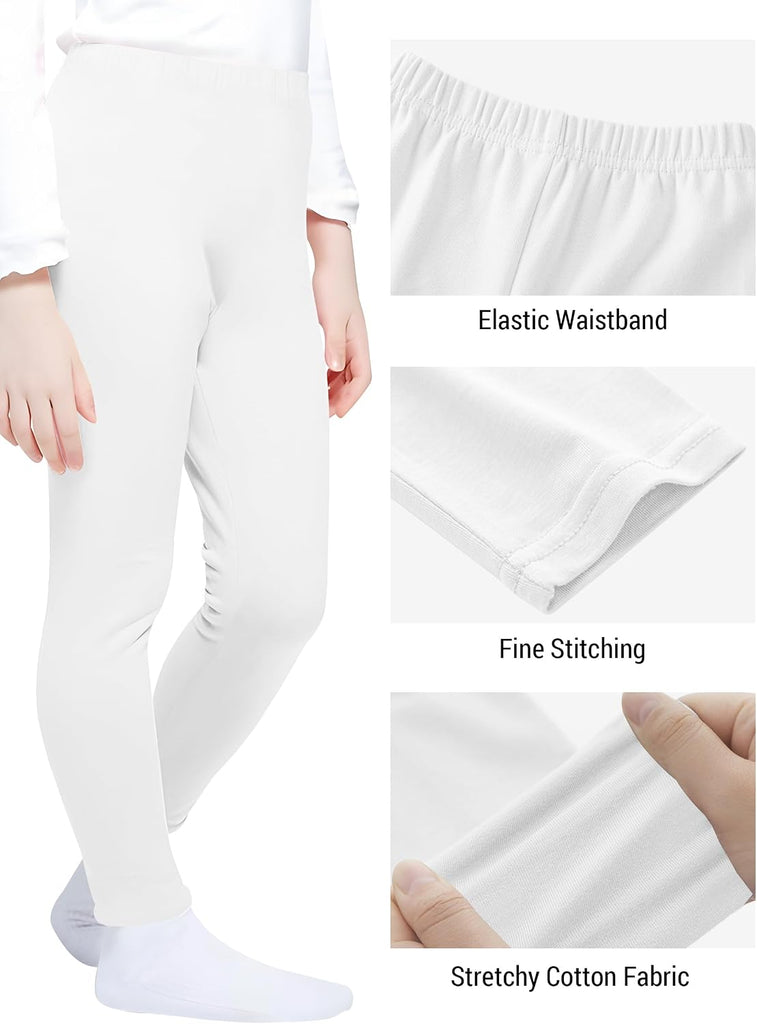 Girls Leggings 4 Pack Cotton Blend Stretch Full Length Pants