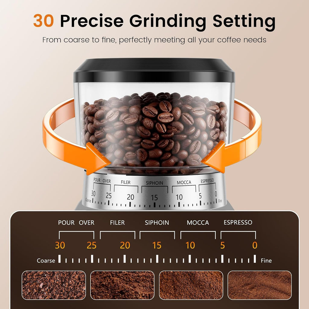 Electric Coffee Grinder, Coffee Bean Grinder with 30 Grinding Settings, Touchscreen Burr Coffee Grinder Use