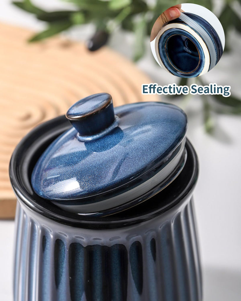 Ceramic Storage Containers, 35 oz Coffee Canister with Airtight Lids, Porcelain Food Storage Jar, Kitchen Storage