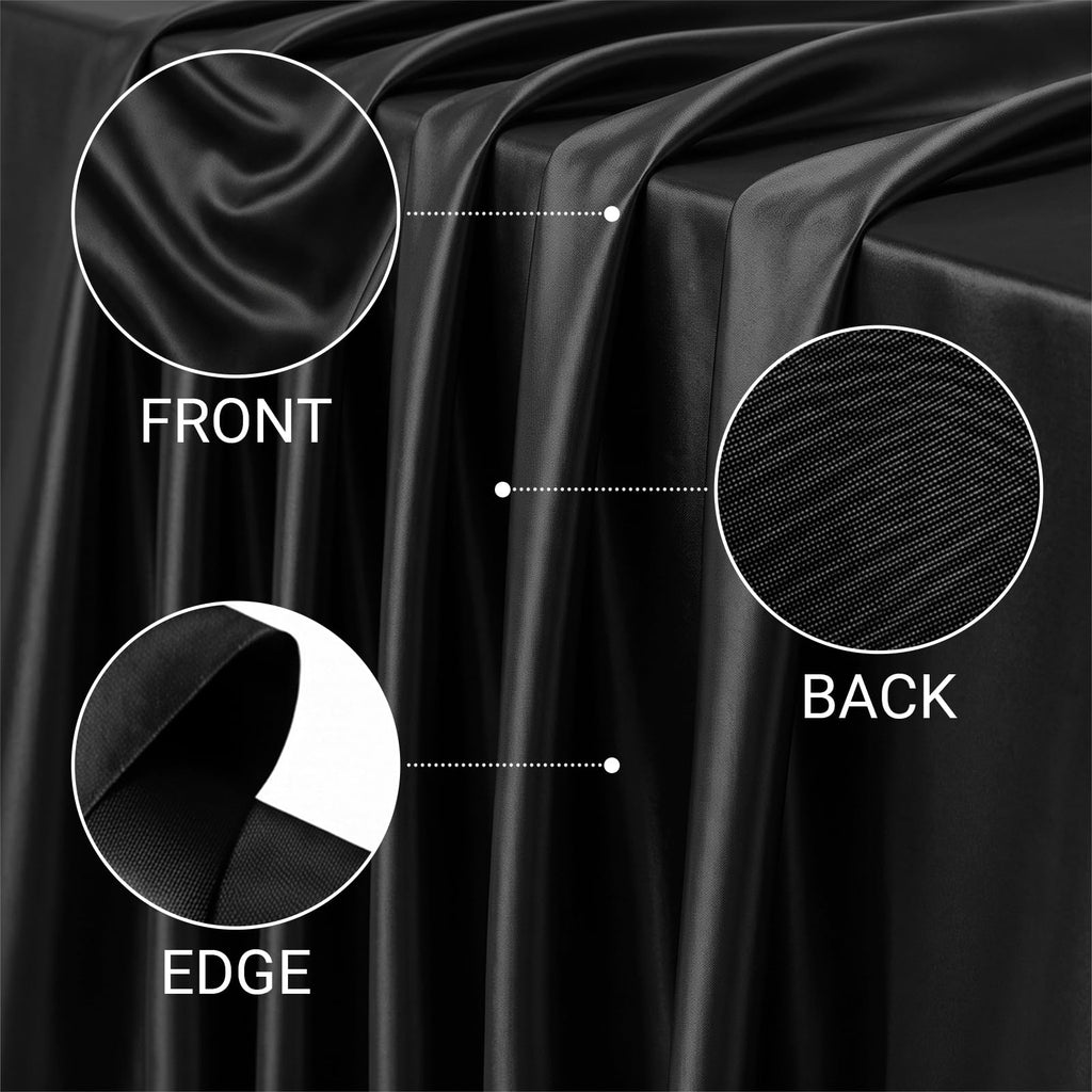 1 Yard Satin Fabric by the Yard, 80 GSM, 55" Wide, Black