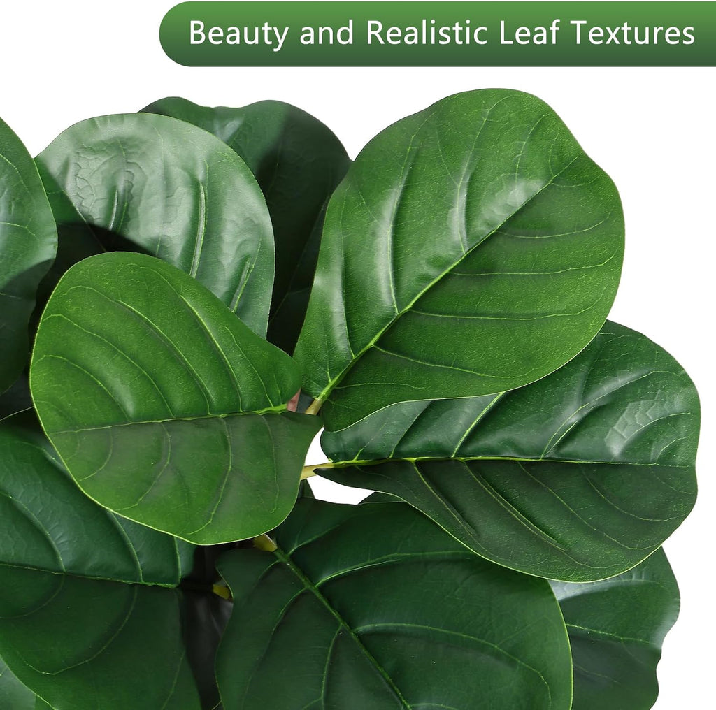 4 ft Fiddle Leaf Fig Tree Artificial with 48 Leaves - Realistic Faux Ficus Lyrata Trees in 7.8 in White Planter Pot