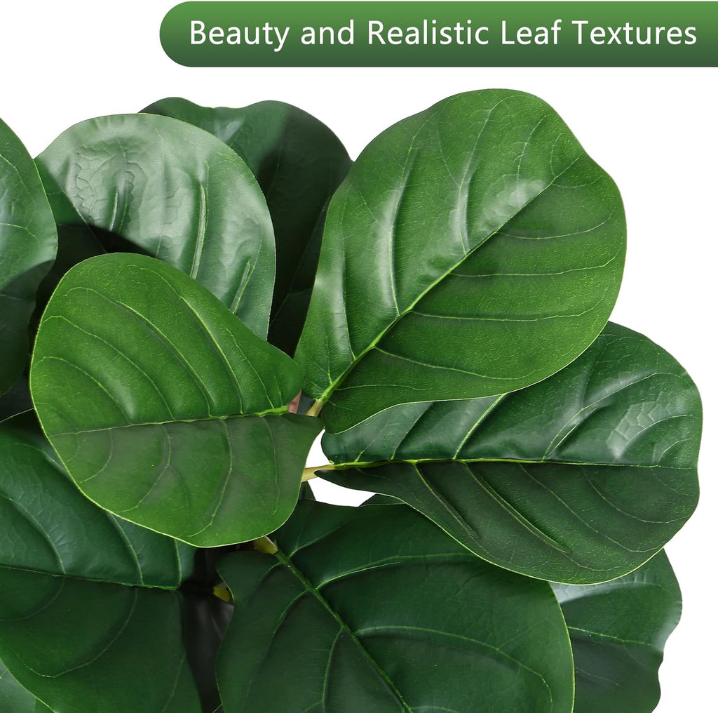 7 ft Fiddle Leaf Fig Tree Artificial with 141 Leaves - Realistic Faux Ficus Lyrata Trees in 9 in White Planter Pot