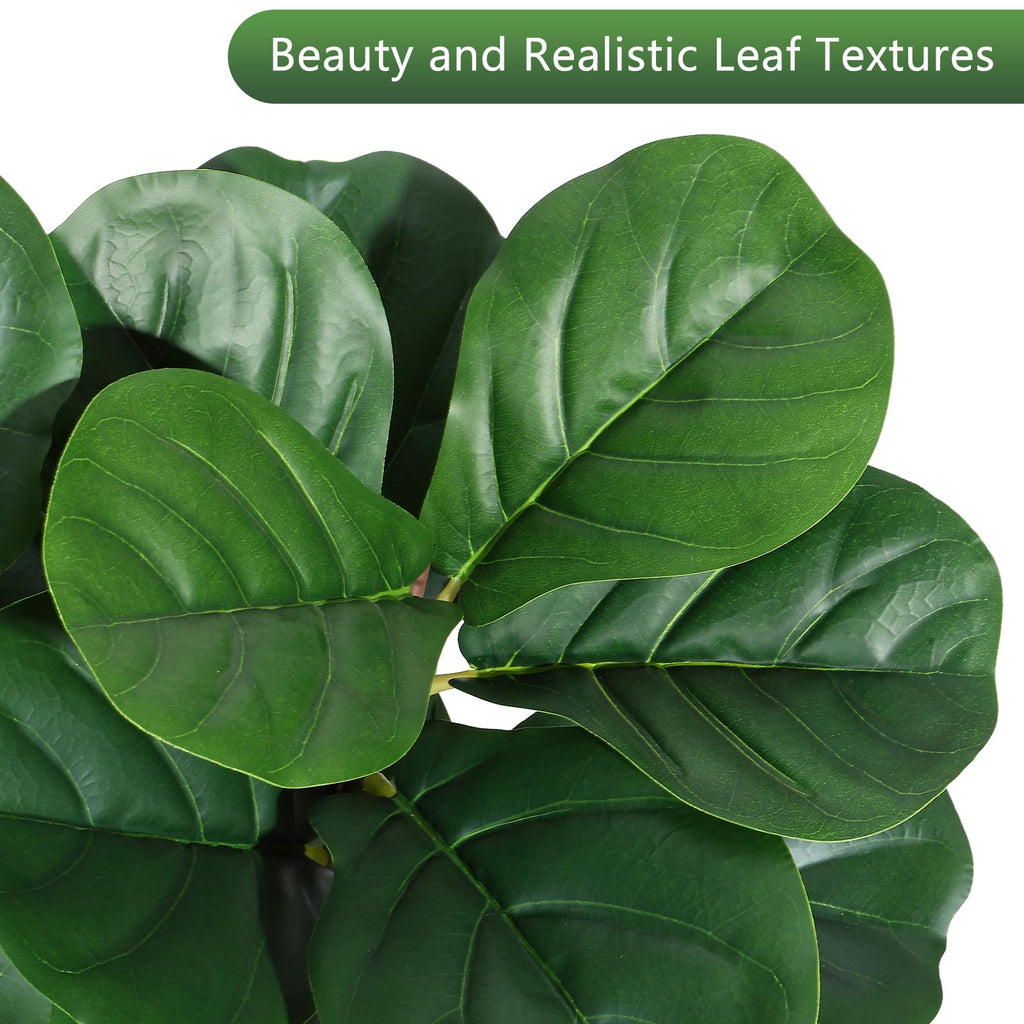 5 ft Fiddle Leaf Fig Tree Artificial with 77 Leaves - Realistic Faux Ficus Lyrata Trees in 7.8 in Grey Planter Pot