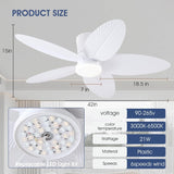 Palm Leaf Ceiling Fans with Lights-42 Tropical Ceiling Fan with Light and Remote/APP Control,Flush Mount Low Profile White Ceiling Fans for Bedroom,Indoor/Outdoor Patio Use A101-B0DLVT767B