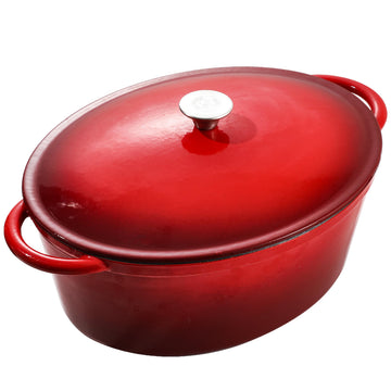 9.6 QT enamel cast iron dutch oven, red gradient color,cast iron pot (9.6 QT)