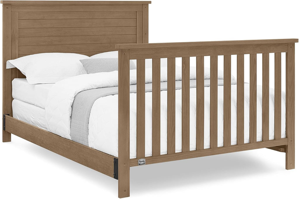 Simmons Kids Caden 6-in-1 Convertible Crib with Trundle Drawer, Greenguard Gold Certified, Aged Oak