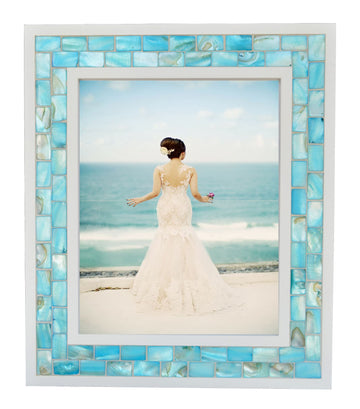 Beach Picture Frame 8x10 Blue, Mother of Pearl Picture Frame, 1pc