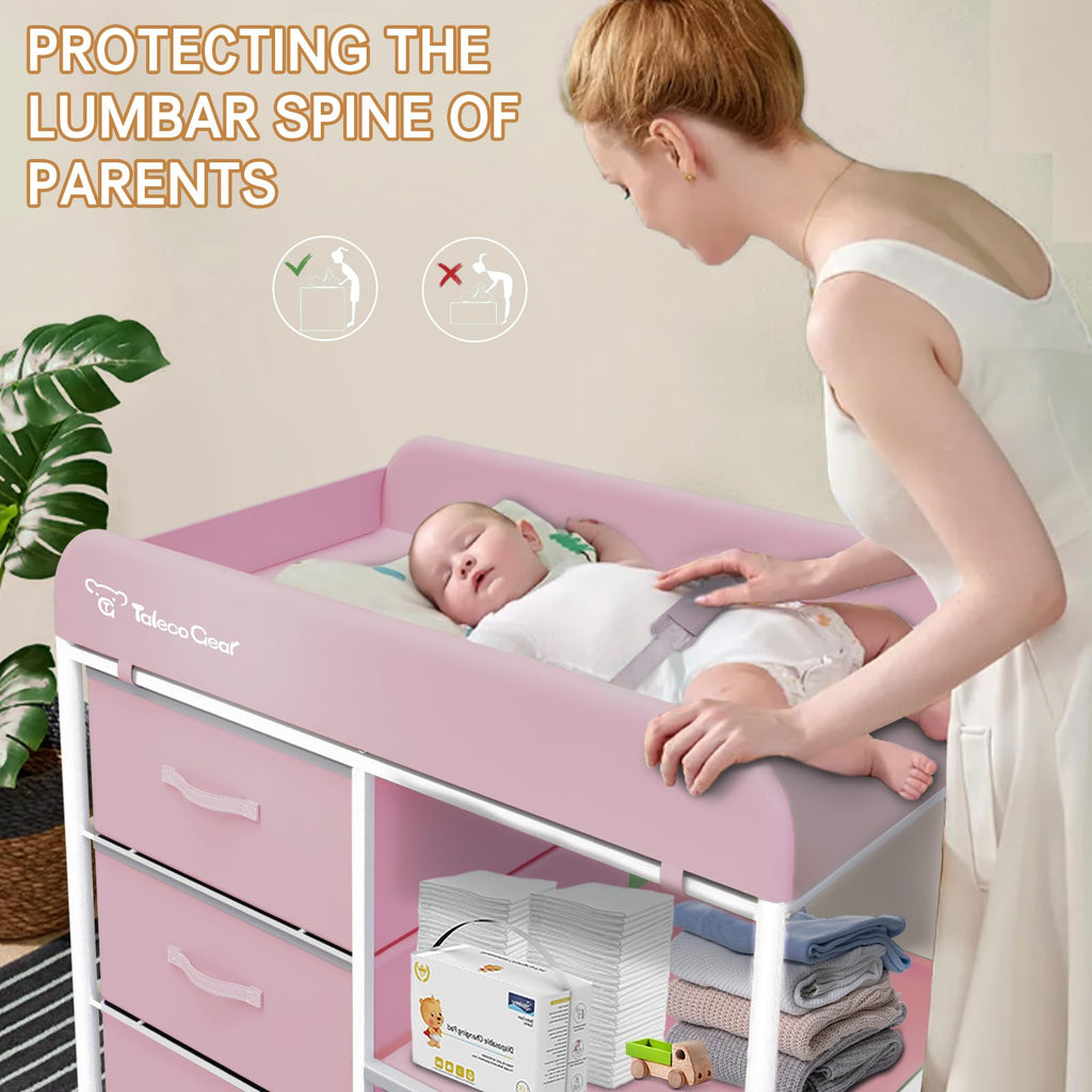 Baby Changing Table, Portable Changing Table, Diaper Changing Station with Waterproof Pad, Changing Table Dresser