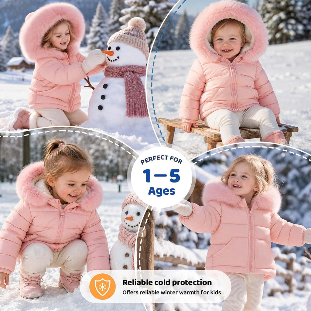 Toddler Winter Coat Puffer Hood Jacket Fleece Outwear Parka Girls Boys