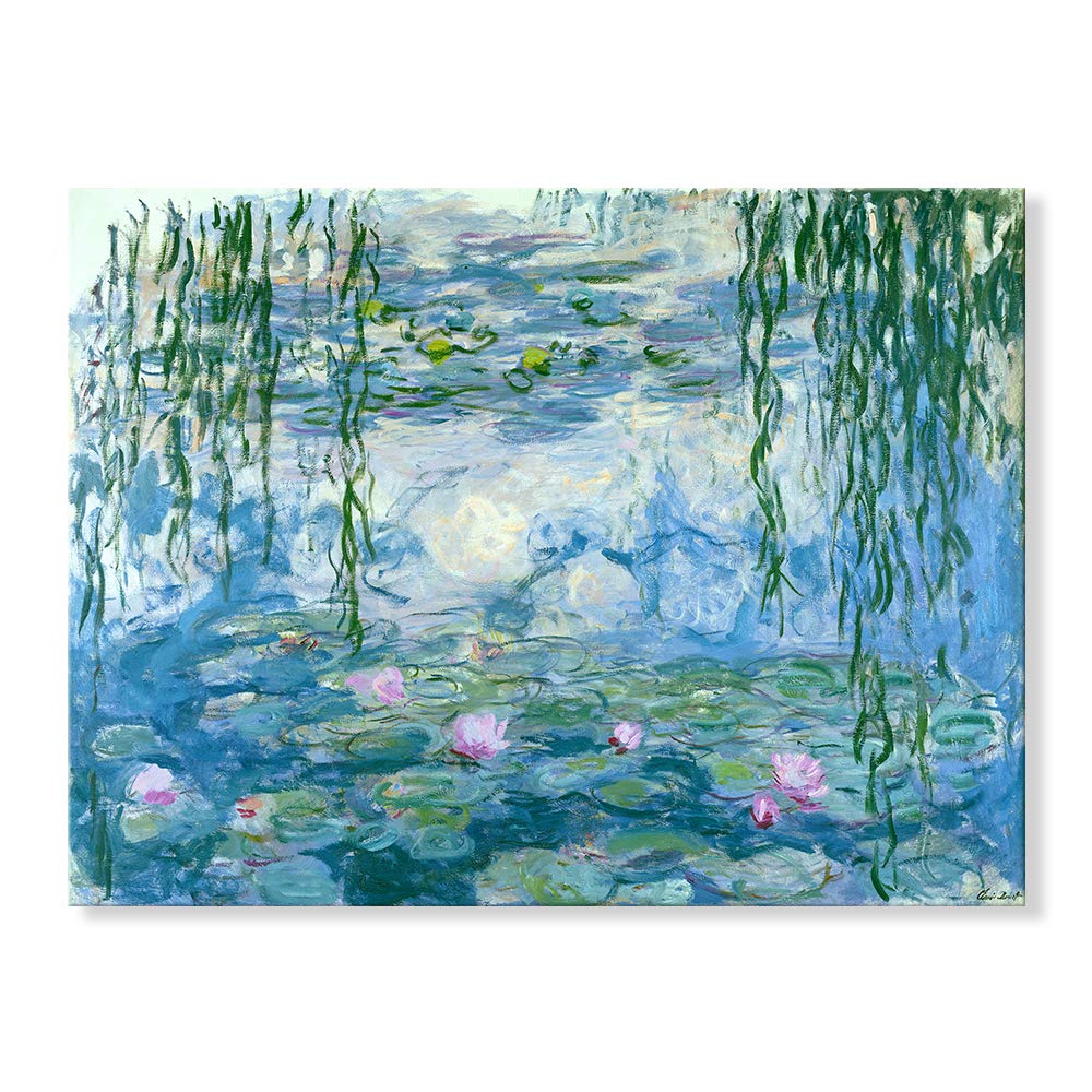 Water Lilies Floral Canvas Prints Wall Art by Claude Monet Flowers Reproduction Gallery Wrapped Giclee Framed Artwork