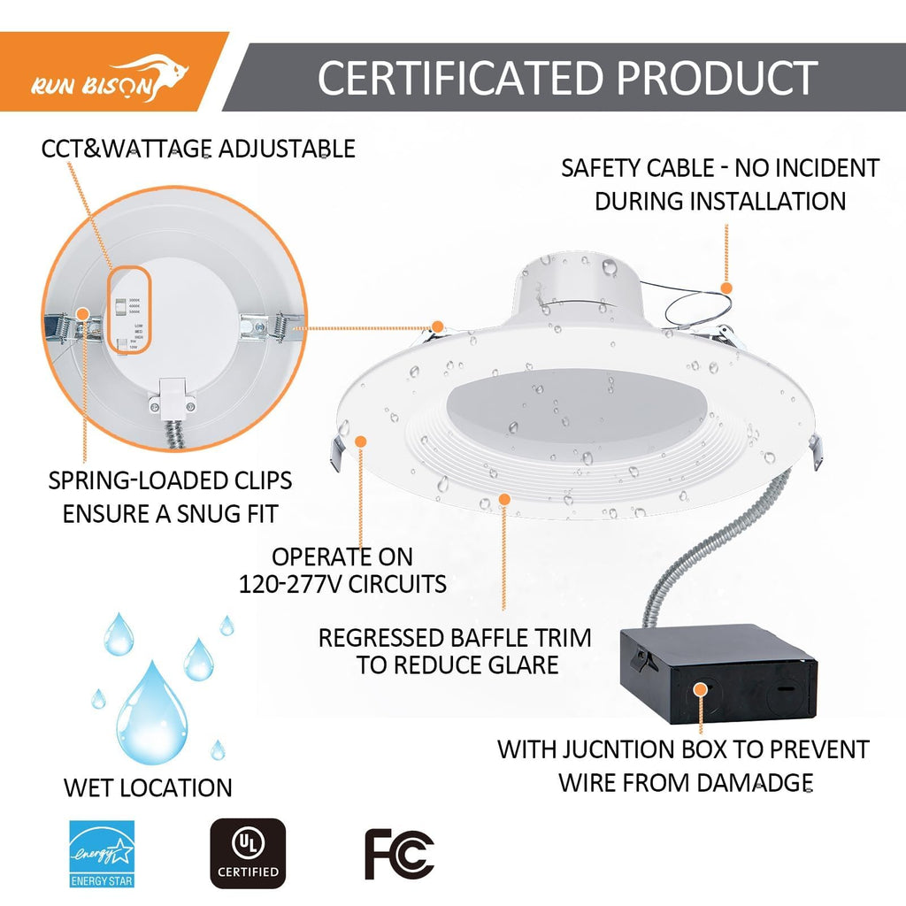 8 Inch Recessed LED Commercial Downlight with J-Box