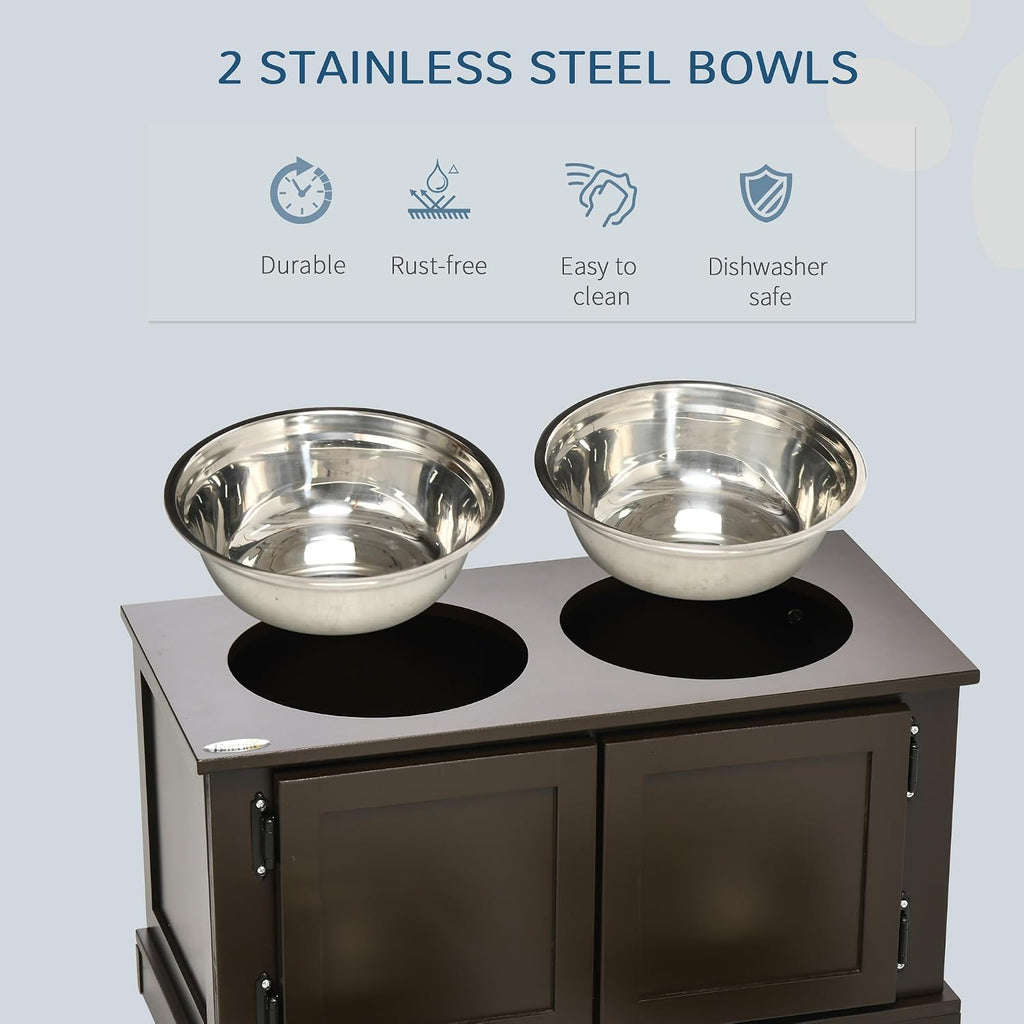 Elevated Dog Bowls for Large Dogs Raised Pet Feeder Station Coffee