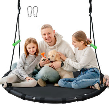 48 Inch Diameter Round Black Saucer Swing/Tree Swing Armrest Stick