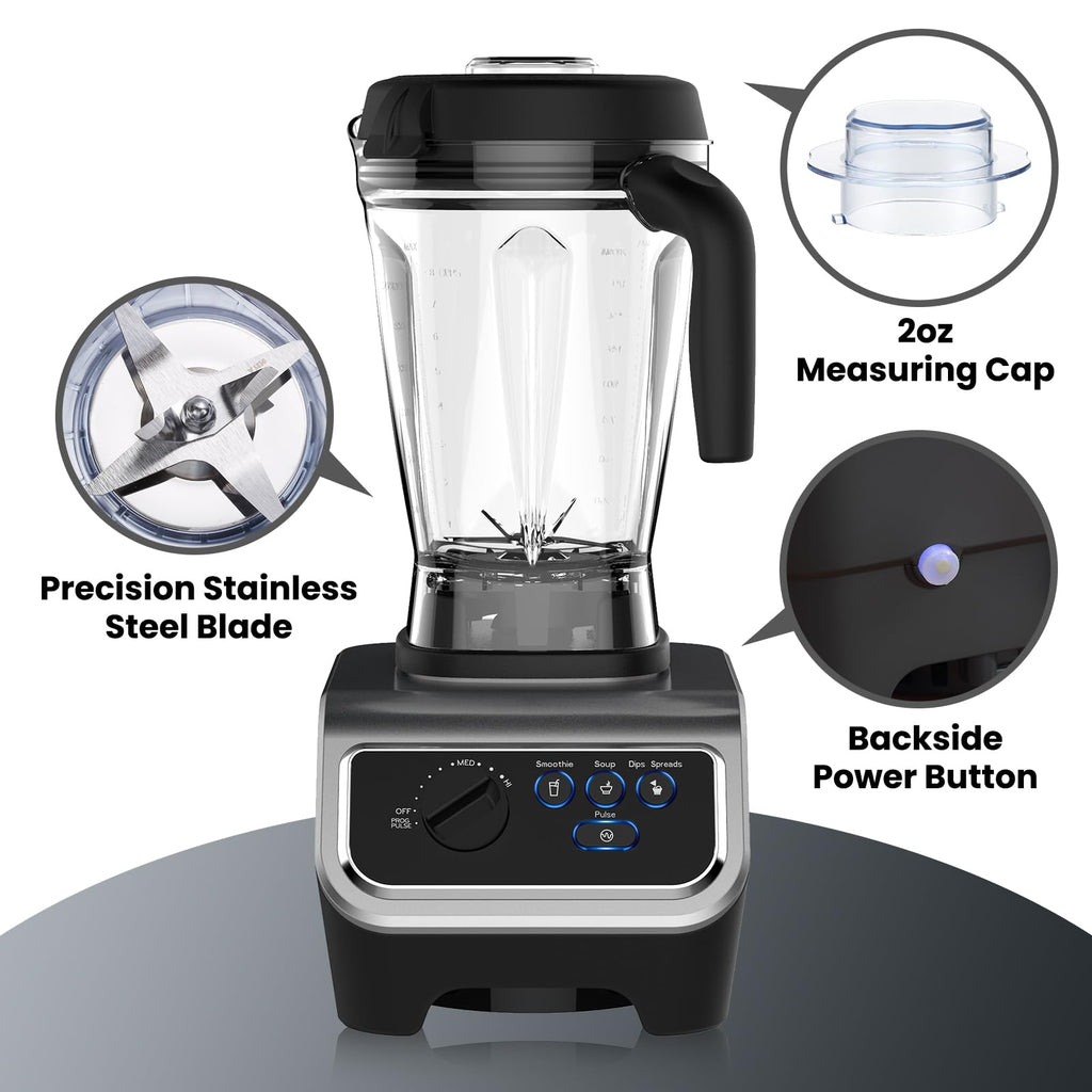 1500w Blender with Pre-set Blending Programs, 64oz Heavy Duty Profession-grade Blender for Smoothies, Soups, Dips
