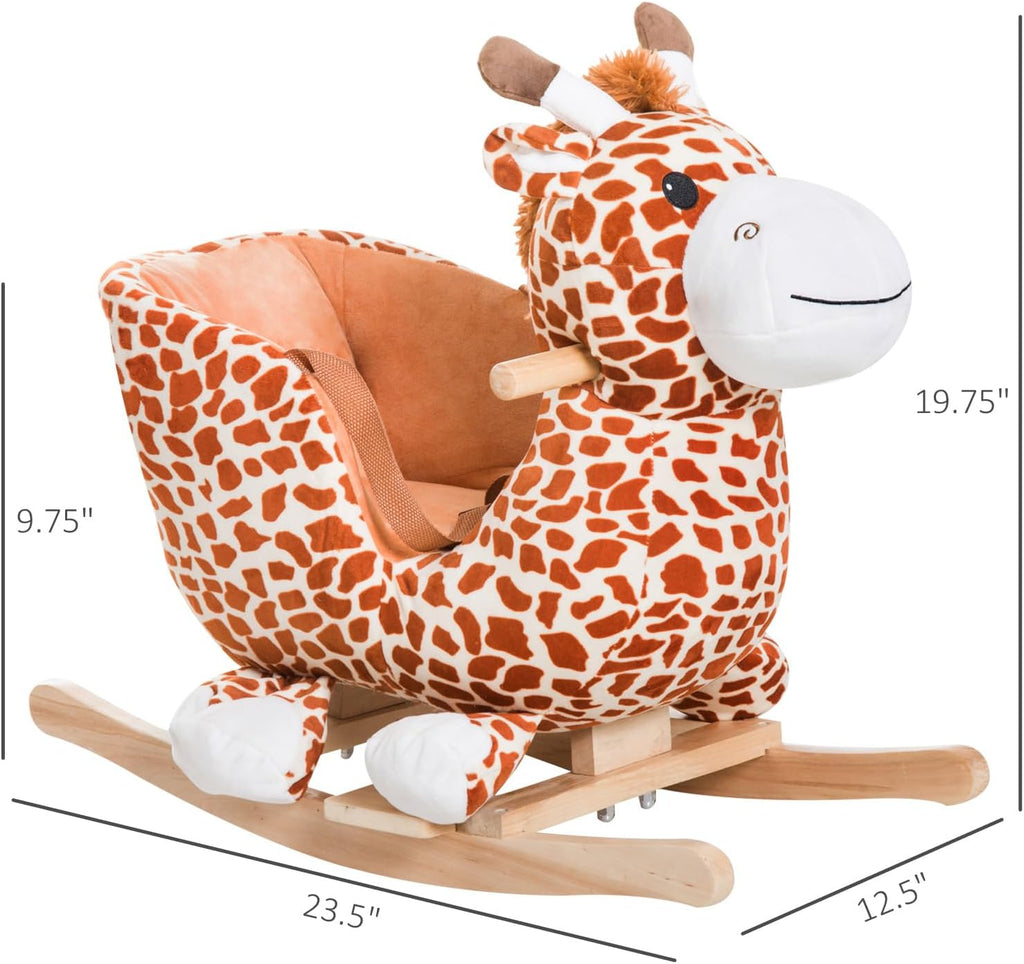 Kids Plush Ride-On Rocking Horse Toy with Song for 18-36 Months Brown