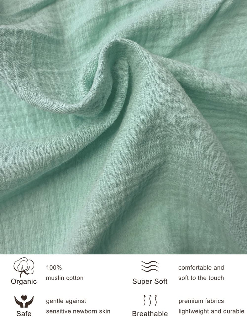 Light Blue Small Pack and Play Mattress Sheets, 39"x27" Neutral Baby Sheets for Pack and Play, Muslin Mini Crib