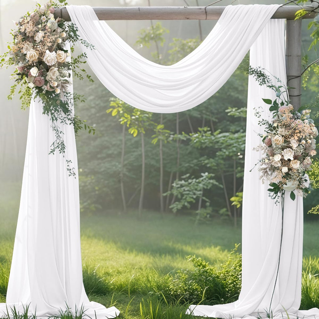 White Wedding Arch Draping Fabric Sheer Chiffon Fabric for Draping