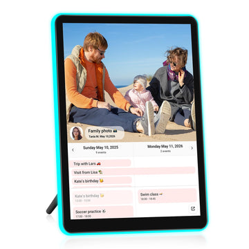 10" Neon Light Digital Picture Frame, Desk Digital Calendar, Auto-synced Schedule via Frameo App - 2K IPS Touchscreen
