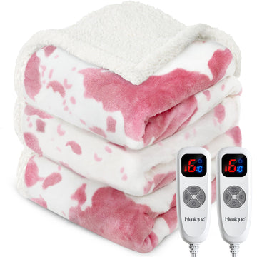 Pink Heated Blanket King Size, Electric Blanket with Preheat