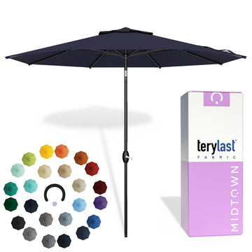 Lean - 9 Ft Patio Umbrella, Navy Blue Canopy