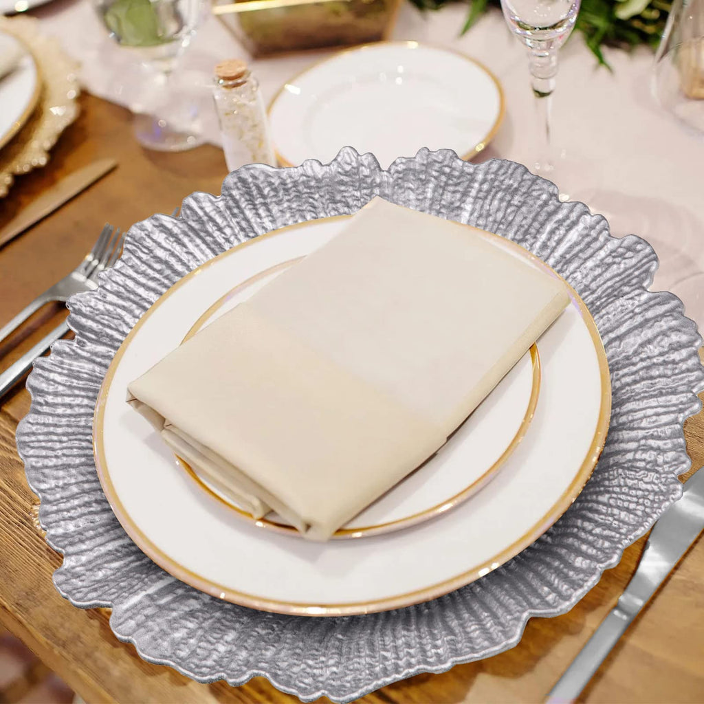 Silver Charger Plates Set of 12, Reef Chargers for Dinner Plates