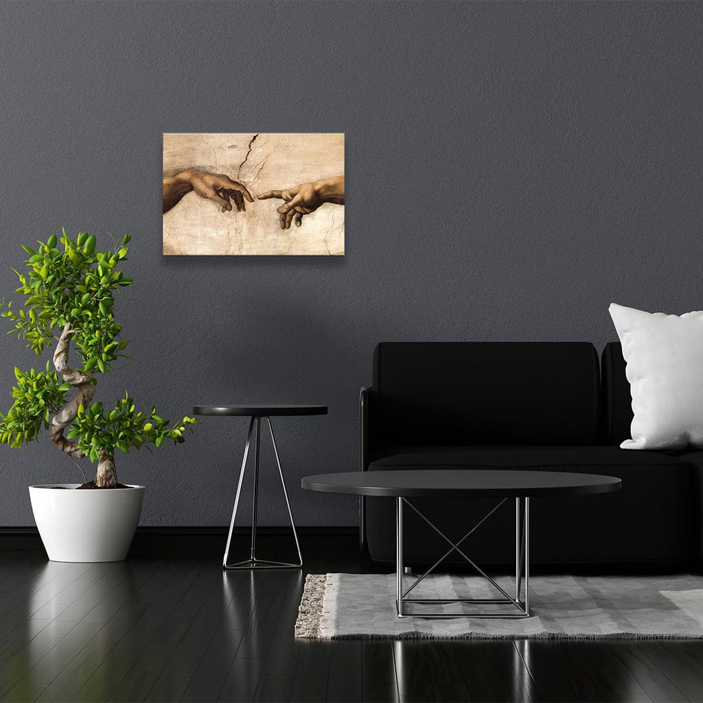 Vintage Renaissance Creation of Adam Wall Art Famous Painting Posters Framed Prints Hand of God Wall Art Canvas Wall
