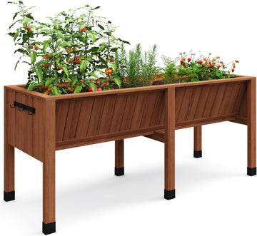 6x2x2.5 ft Large Raised Garden Bed (72x26x30 in) - Elevated Wood Planter Box with Storage Hooks & Locking Wheels