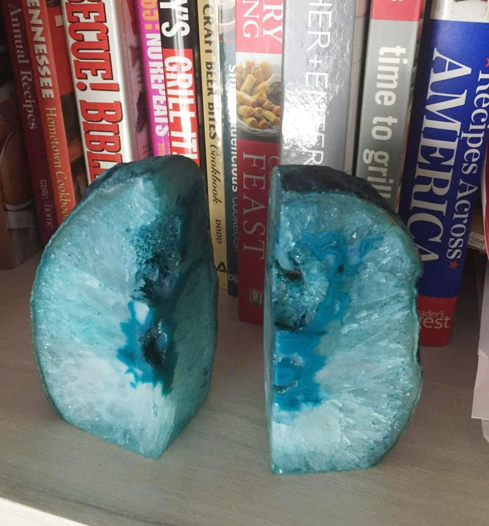 Teal Agate Bookends 2-3 lbs & Rose Quartz Book Ends 3-4 lbs