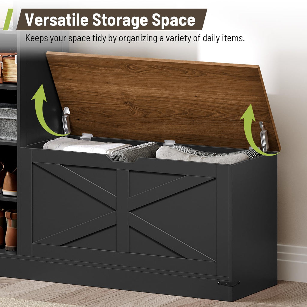 Shoe Cabinet with Bench, L-Shaped Shoe Bench, Storage Bench, Farmhouse Shoe Storage Cabinet with Adjustable Shelves