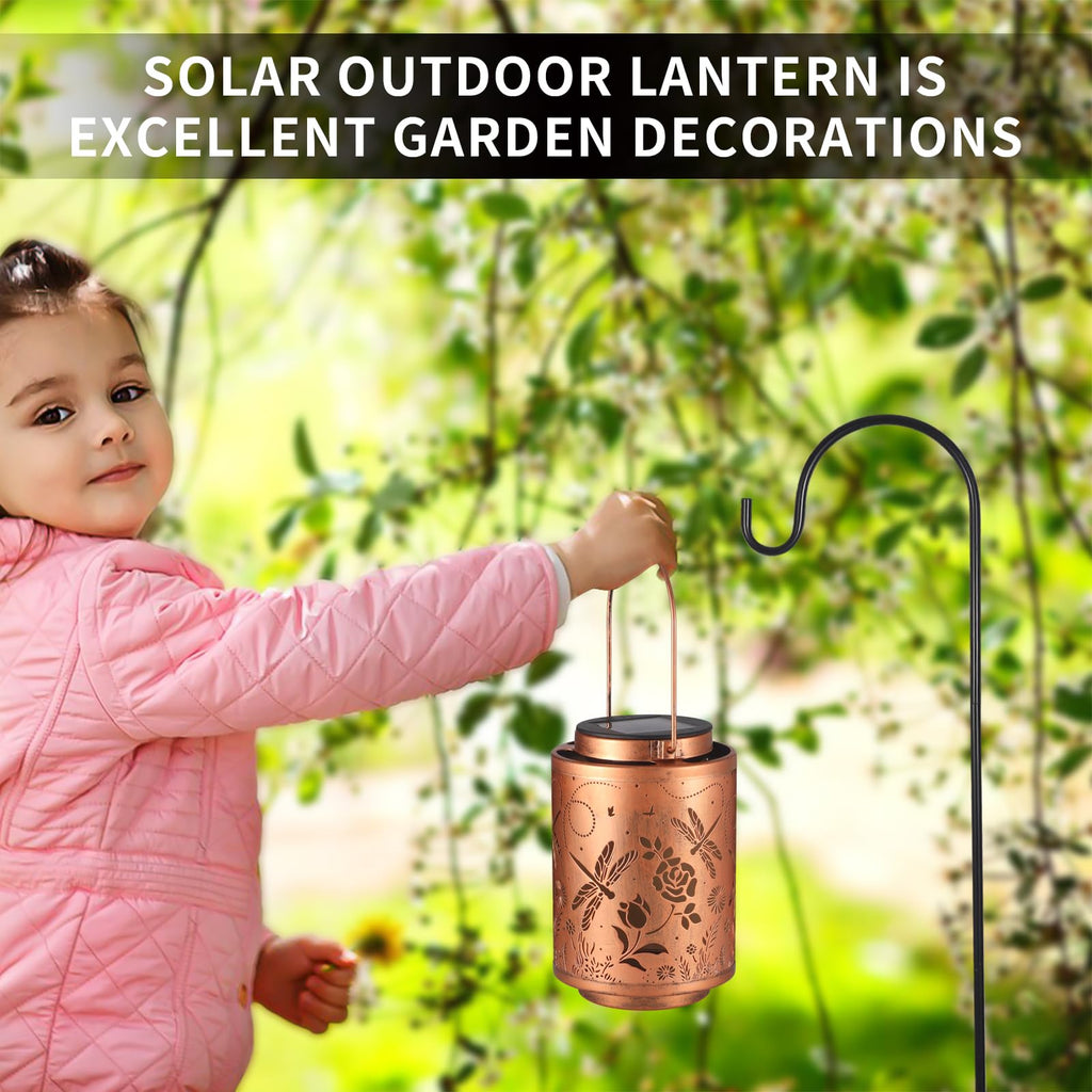 Outdoor Lanterns, Dragonfly Garden Decor LED Light Hanging Waterproof Solar Lantern Birthday Gifts for Women Mon
