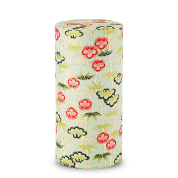 Tea caddy for loose leaf tea japanese washi paper 200g capacity (Bamboo and Plum, Green) tea caddies tea tin tea
