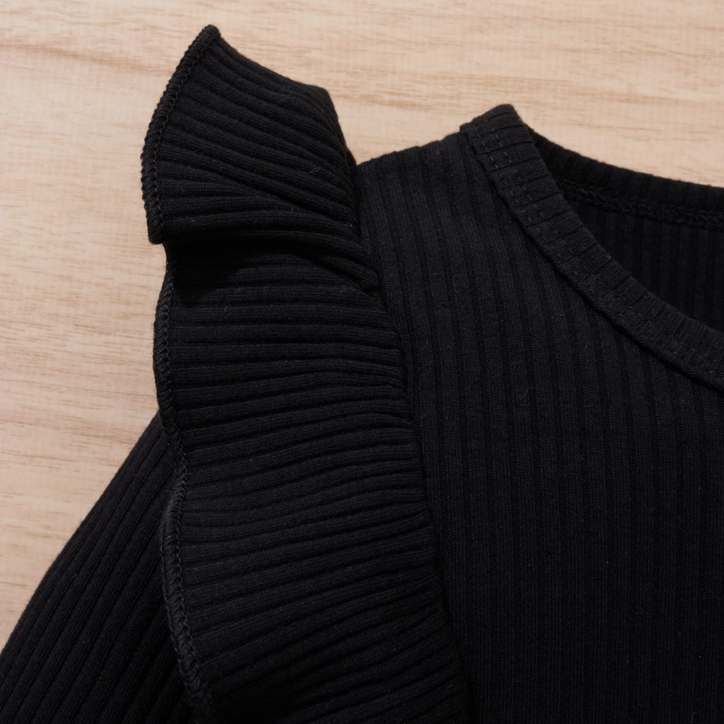 Toddler Baby Girl Fall Winter Clothes Solid Knit Ruffle Pullover Tops Corduroy Mini Skirts Outfits