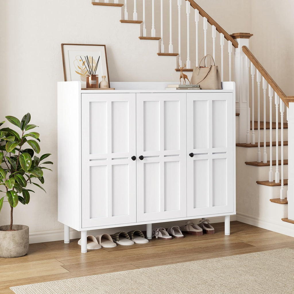 Shoe Cabinet with 3 Doors, Shoe Rack, White