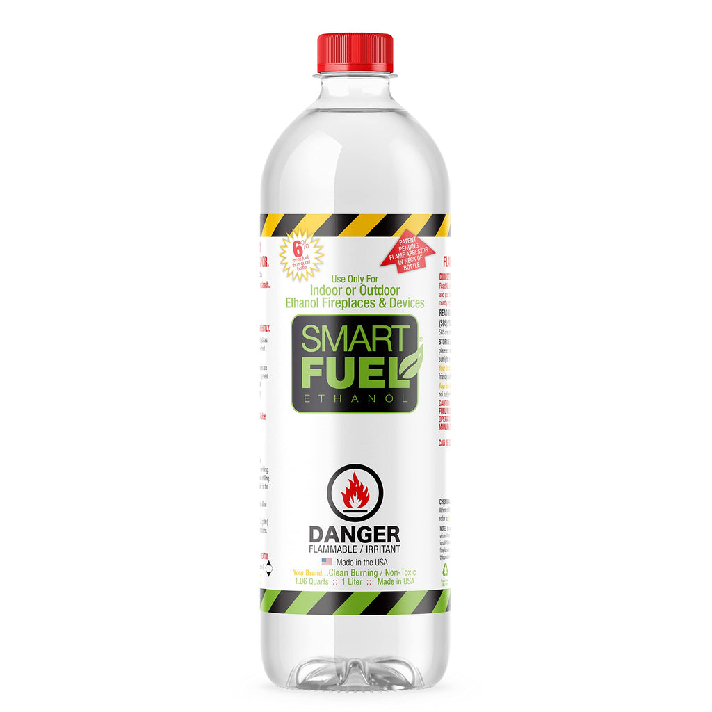 SmartFuel Bioethanol Fuel, Denatured Alcohol for Fire Pits, 1 L, Pack of 12