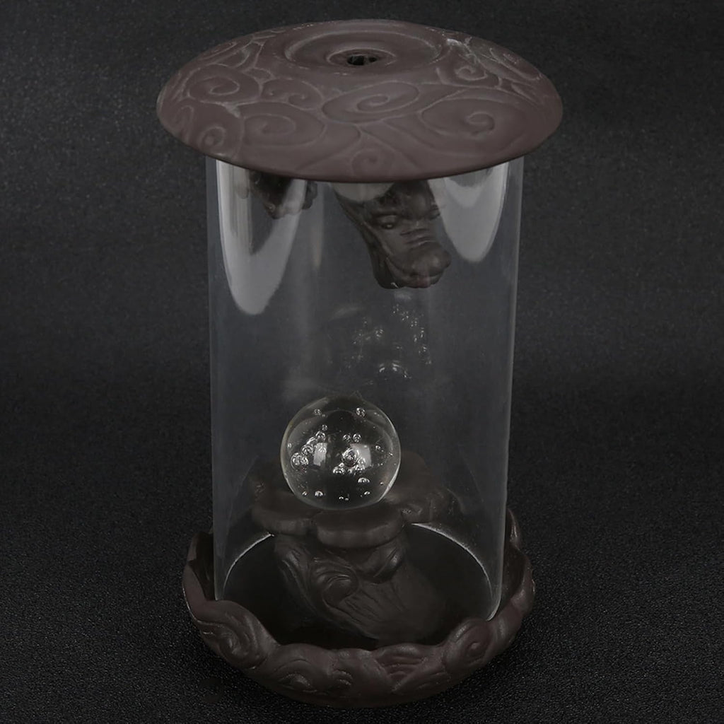 Dragon Backflow Incense Burner, Waterfall Incense Holder with Decorative LED Ball Mountain Tower Home Decor