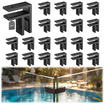 20 Pack Corner Railing Glass to Glass Clamps, Double Side Glass Clip