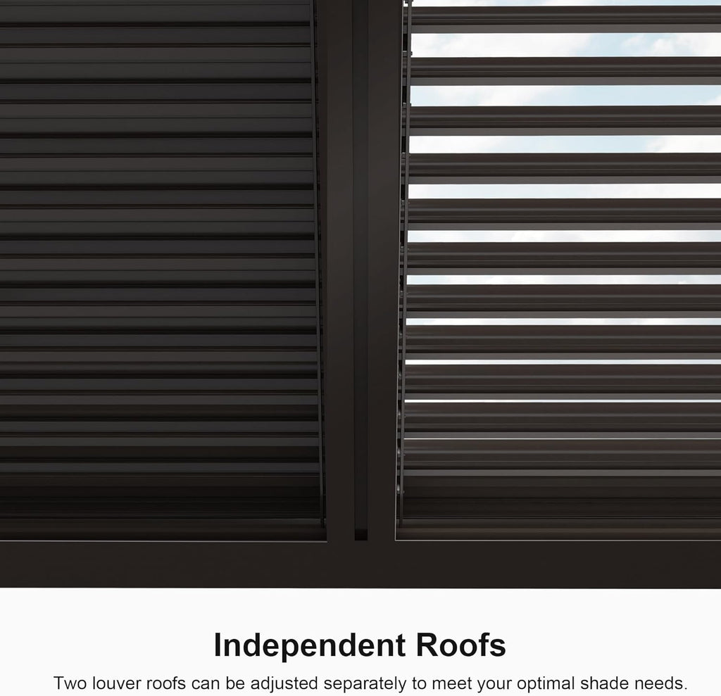 Outdoor 12' × 16' Louvered Pergola with Screens Patio Adjustable Aluminum Canopy Retractable Metal Roof for Deck