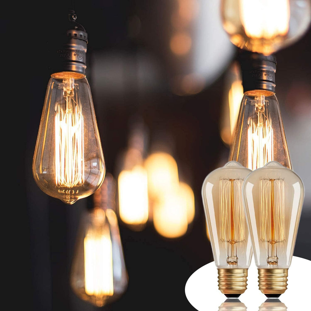 ST64 Incandescent Light Bulbs 40W E26 Dimmable Edison Bulbs 2 Pack