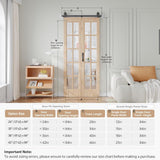 36 x 84 in (Double 18x84 inch) Bifold French Glass Door,Sliding Folding Barn Doors with 3.3FT Hardwa