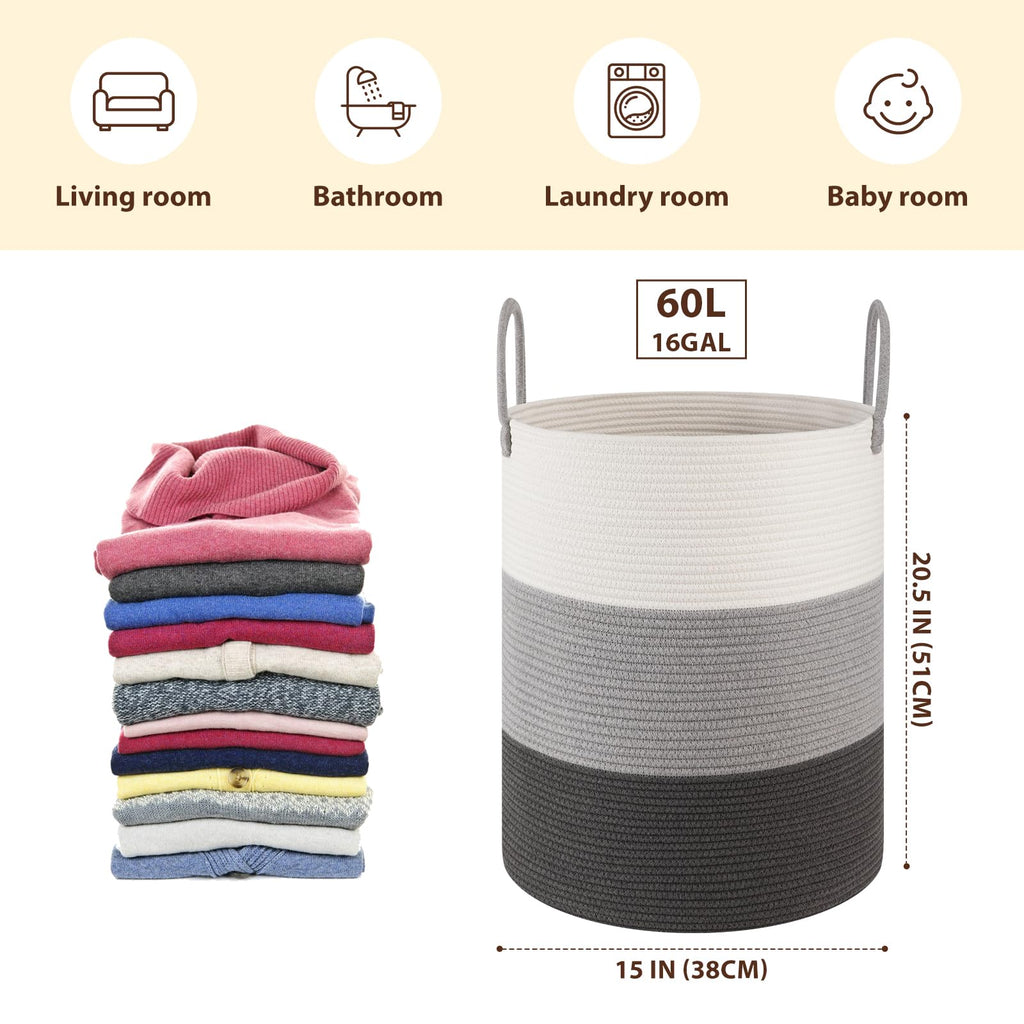 60L Nursery Hamper Laundry Basket Laundry Hamper Gradient Grey