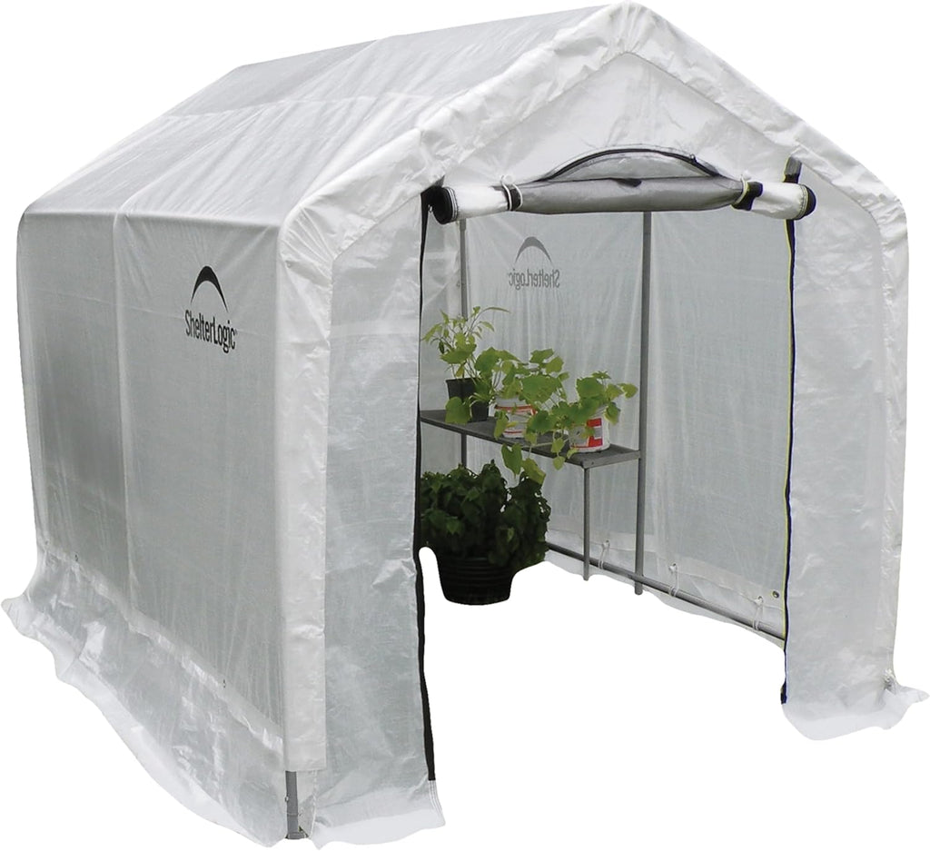 6' x 8' x 6.5' GrowIT Greenhouse Peak Roof Style Backyard Grow House with Integrated Shelving