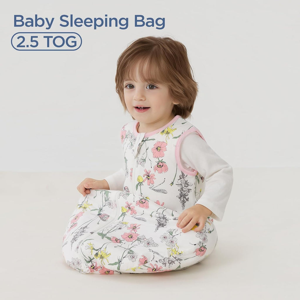 2.5 TOG Baby Sleep Sack 100% Cotton Winter Baby Wearable Blanket, Warm Quilted Comfy Toddler Sleeping Bag