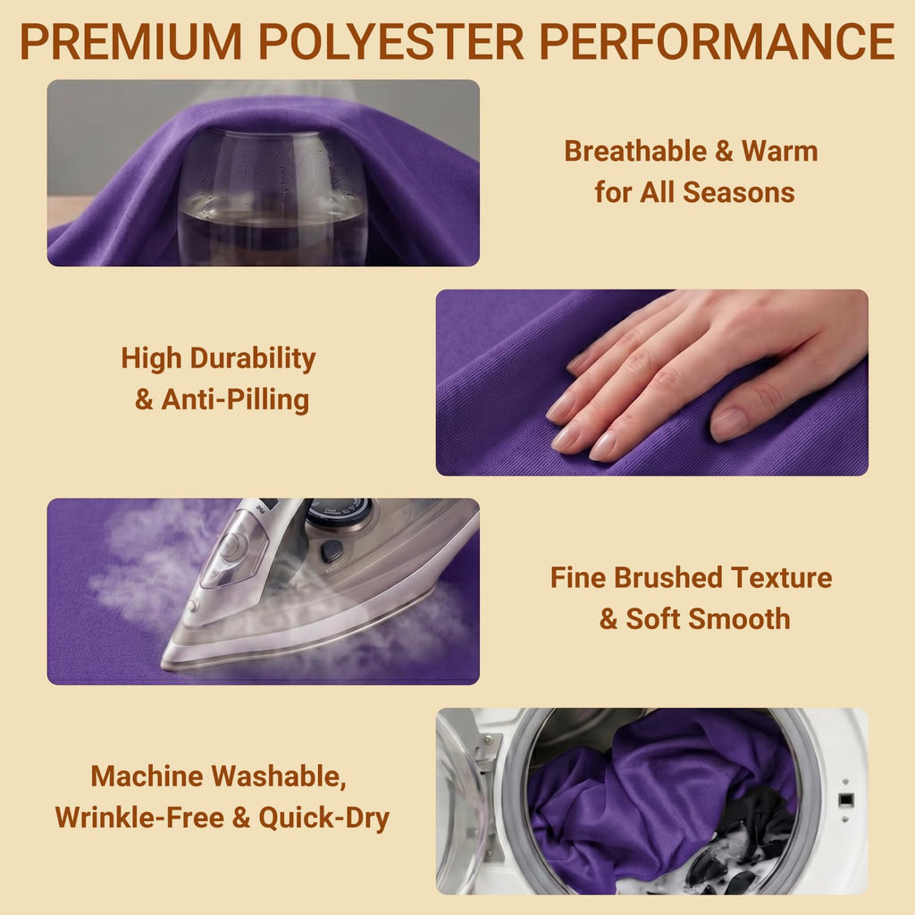 Soft Brushed Polyester Fabric, 55" Wide, 1 Yard, Purple