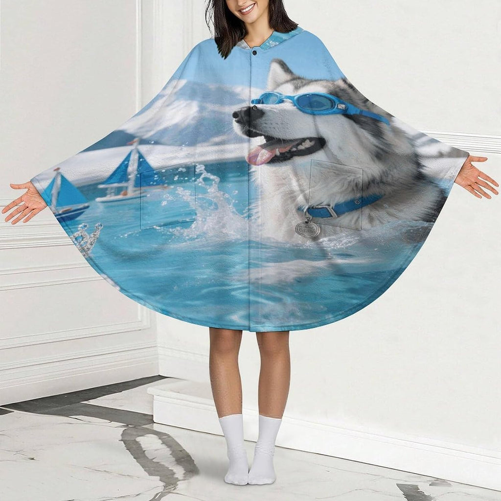 Alaskan Pool Majesty Wearable Blanket Hoodie Flannel Hooded Blanket | Sweatshirt Oversized Cozy Sweater Gift