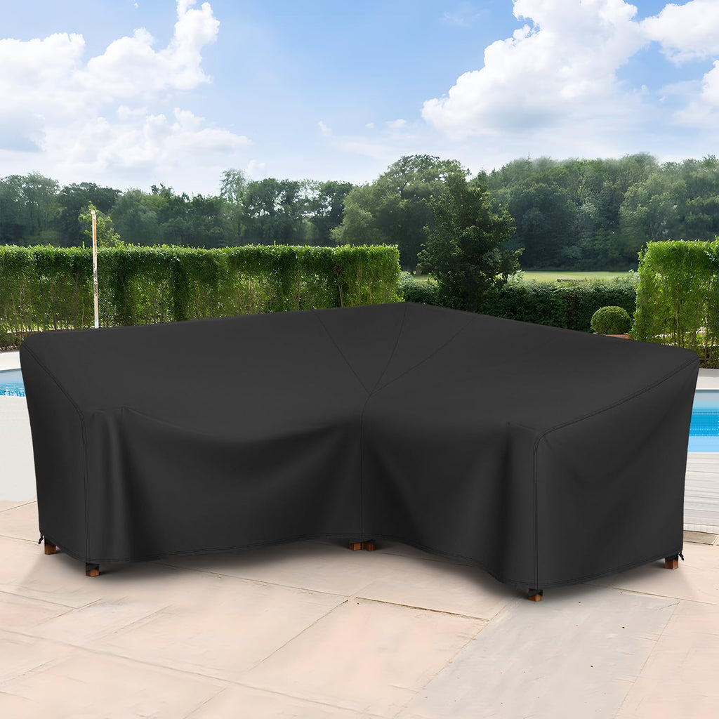 Outdoor Sectional Sofa Cover, 85"W Waterproof V-Shaped Couch Cover
