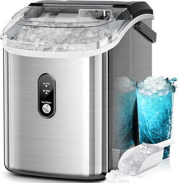 Nugget Ice Makers Countertop,35Lbs/24H,Portable Sonic Ice Machine with Self-Cleaning,One-Click Operation