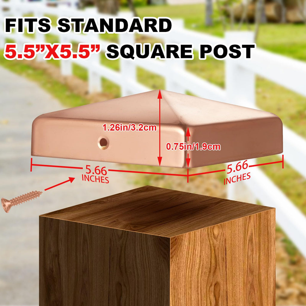4 Pcs 6''x 6'' Solid Copper Post Caps with Screws