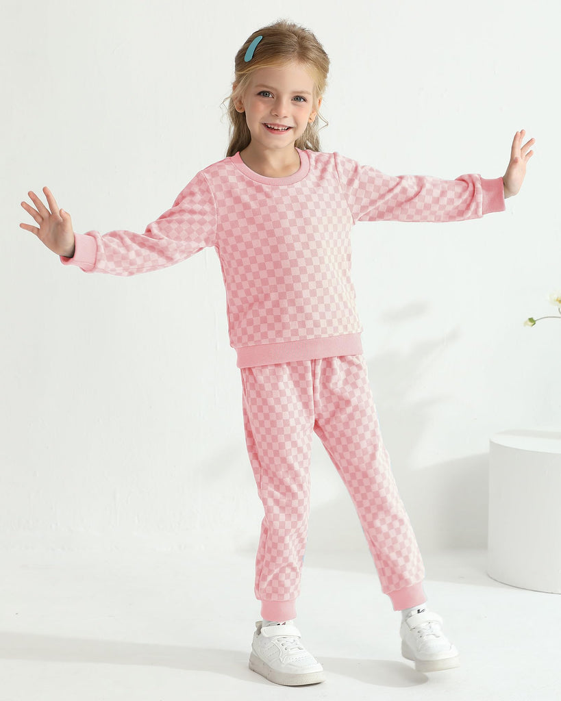 Toddler Girl Clothes - Checkered Baby Sweatsuit Set